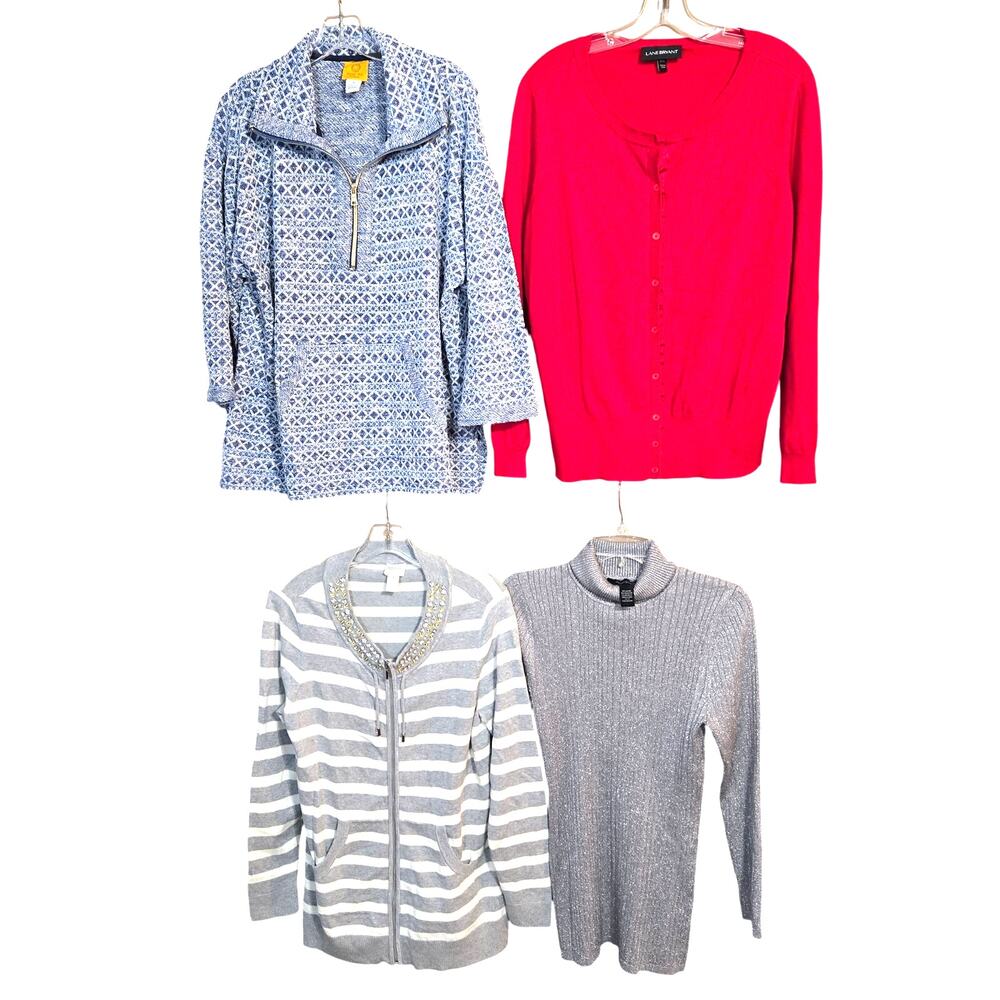 Women's 1X 14W 16W Tops Shirts Blouses Sweaters Wholesale Bulk Lot of 4